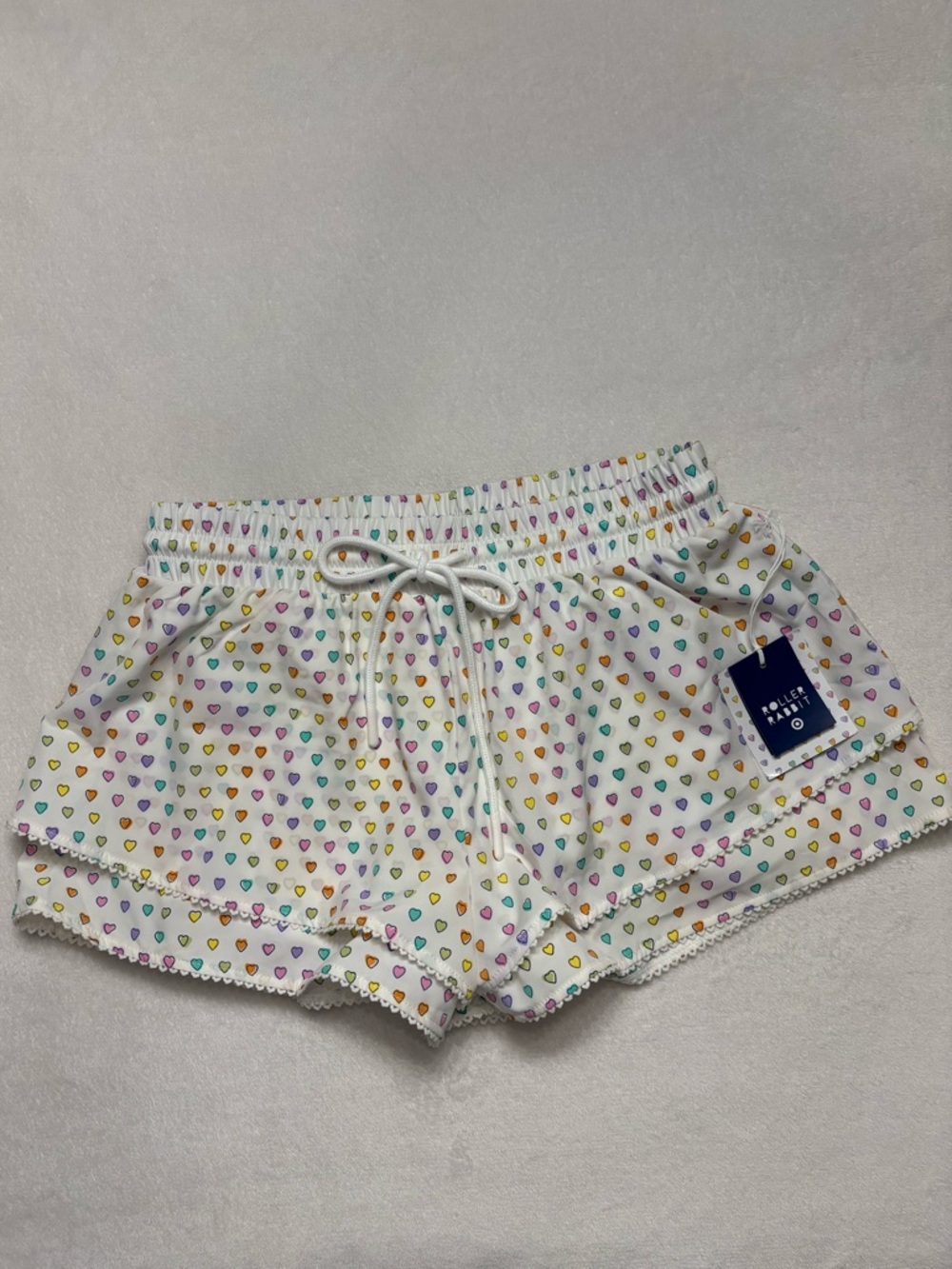 💗🐰Roller Rabbit x Target Disco Hearts Wave Drawstrings Shorts NWT sz S